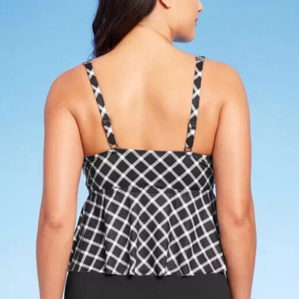 Kona Sol Black and White Bustier Peplum tankini - Picture 2 of 9